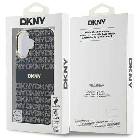 Etui DKNY Repeat Texture Pattern With Stripe na iPhone 16 - czarne