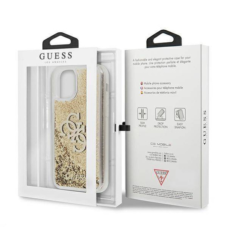 Original Handyhülle IPHONE 11 Guess Hardcase 4G Big Liquid Glitter (GUHCN61LG4GGO) gold