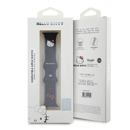 Pasek Hello Kitty Silicone Kitty Head na Apple Watch 38/40/41mm - czarny