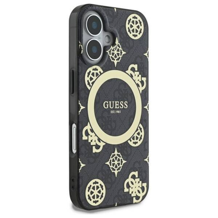 Original Case IPHONE 16 Guess Hardcase IML Peony On 4G Background MagSafe (GUHMP16SH4PYEEK) black
