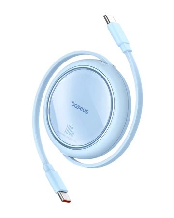 Baseus Free2Draw Mini USB-C – USB-C 100 W 1 m einziehbares Kabel – blau