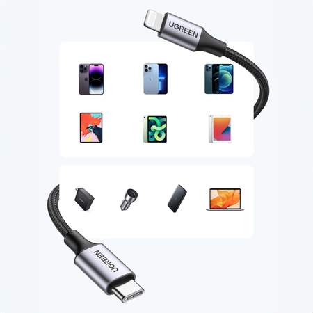Ugreen US304 60759 Lightning – USB-C 2.0 MFi-Kabel 1 m – Grau