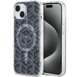 Oryginalne Etui GUESS Hardcase GUHMP15SHGCUSTGK do iPhone 15 (Kompatybilny z Magsafe / IML GCUBE / czarny)