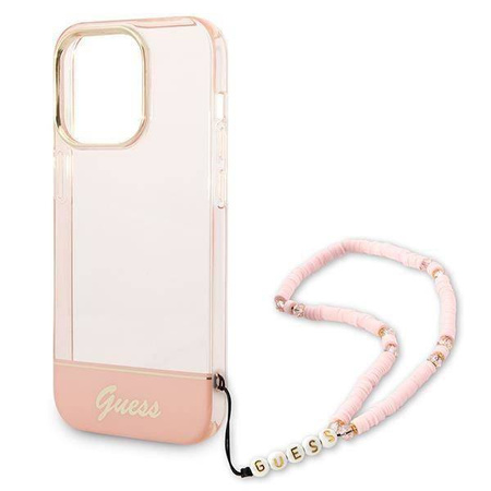Guess Translucent Pearl Strap - Etui iPhone 14 Pro (różowy)