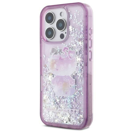 Original Case IPHONE 16 PRO Hello Kitty Hardcase Liquid Glitter 50TH Anniversary Party (HKHCP16LL50PPU) purple