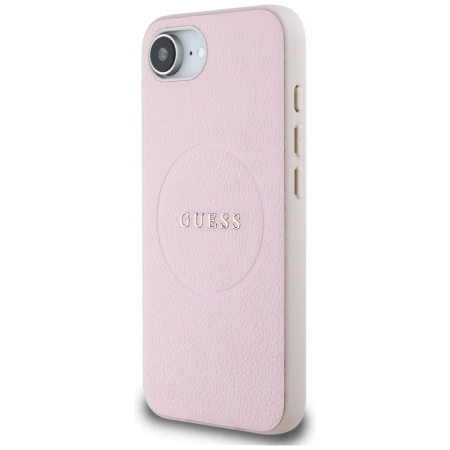 Guess Grained Ring MagSafe iPhone 16e Hülle - Rosa
