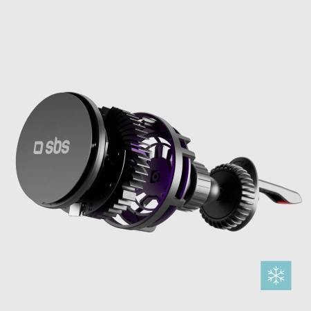 Smartphone-Halterung mit induktivem Ladegerät SBS TESUPFANWIR15W 15W für Lüftungsschlitze, mit Kühlung – Schwarz