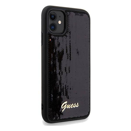 Guess nakładka do iPhone 11 GUHCN61PSFDGSK HC SEQUIN SCRIPT METAL czarna