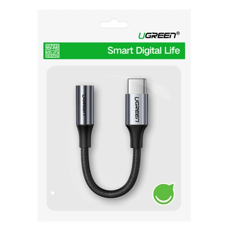 Ugreen AV161 Adapter für Kopfhörer Miniklinke 3,5 mm (weiblich) / USB-C (männlich) 10 cm – Grau