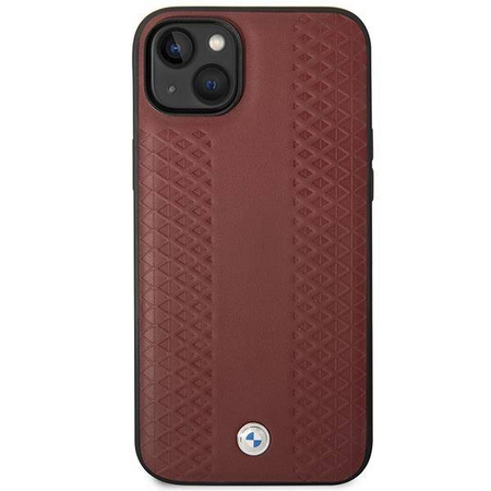 Original Handyhülle IPHONE 14 BMW Leather Diamond Pattern (BMHCP14S22RFGR) burgund