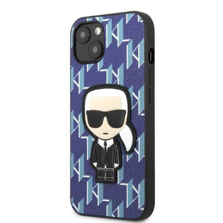 Original Handyhülle IPHONE 13 MINI Karl Lagerfeld Hardcase Monogram Ikonik Patch blau