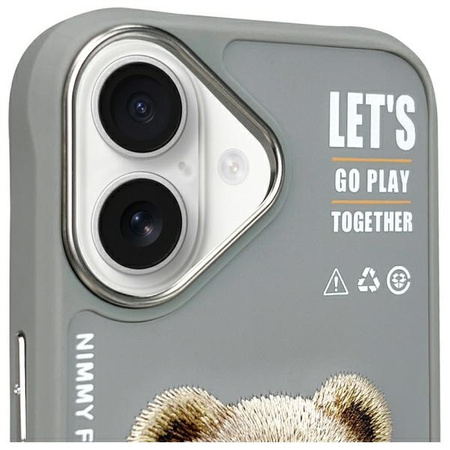 Nimmy etui iPhone 16 6.1" szary/gray      Cool&Cute 2.0 Bear