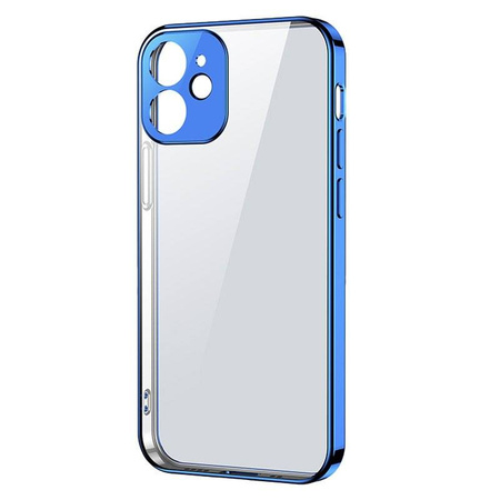 Joyroom New Beauty Series ultra cienkie przezroczyste etui z metaliczną ramką do iPhone 12 Pro niebieski (JR-BP743)
