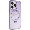 Guess Ring Stand Script Glitter MagSafe-Hülle für iPhone 15 Pro Max – Lila