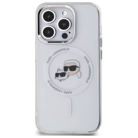 Oryginalne Etui IPHONE 14 PRO MAX Karl Lagerfeld Hardcase IML Metal Karl&Choupette Head MagSafe (KLHMP14XHLSKCH) białe