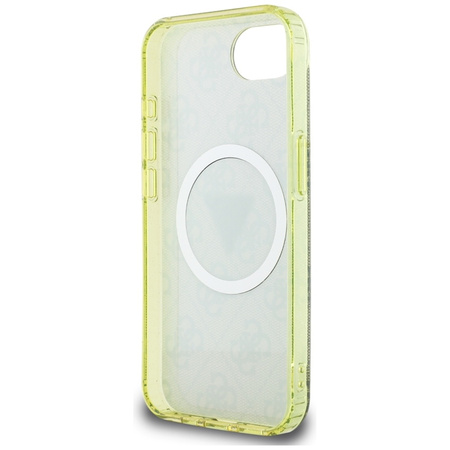 Guess IML Metal Glitter 4G Circle Triangle MagSafe - Etui do iPhone 16e (brązowy)