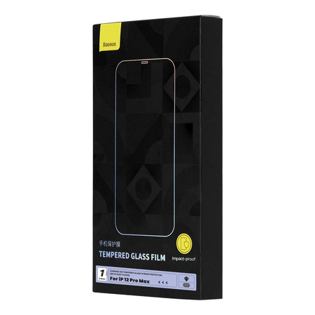 Baseus Vollbild-Hartglas für iPhone 12 Pro Max mit Lautsprecherabdeckung 0,4 mm + Montageset