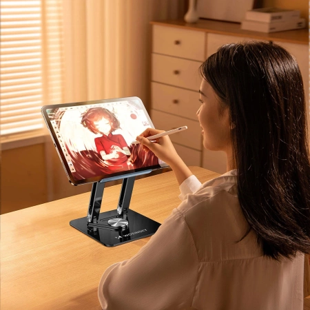 Wozinsky WRS-CPY84SB 360-Laptopständer aus Aluminium + Gratis! Smartphone-Ständer – schwarz