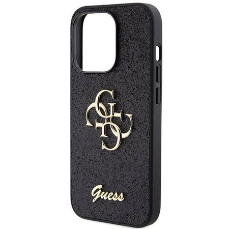 Etui Guess Glitter Script Big 4G na iPhone 15 Pro - czarne