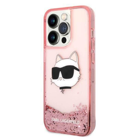 Karl Lagerfeld Liquid Glitter NFT Choupette Head - Etui iPhone 14 Pro Max (różowy)