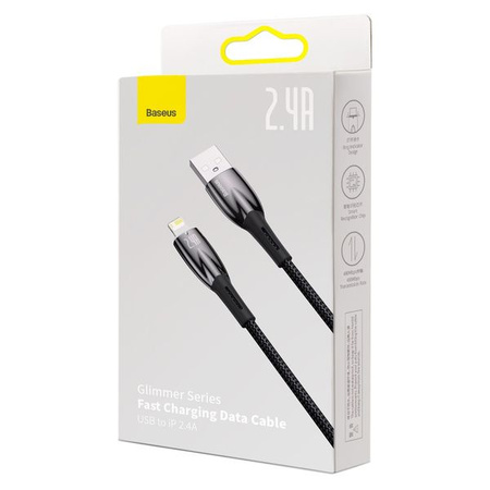 BASEUS kabel USB A do Apple Lightning 8-pin 2,4A Glimmer Series CADH000201 1m czarny
