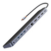 Baseus EliteJoy Gen2 uniwersalny HUB USB 12w1 z kablem USB-C 25cm podstawka pod notebook USB-A / USB-C / DP / HDMI / SD / TF / RJ45 / 3,5mm jack / PD 100W szary (WKSX030213)
