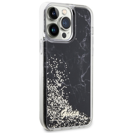 Guess GUHCP14XLCSGSGK iPhone 14 Pro Max 6,7" schwarz/schwarzes Hardcase Liquid Glitter Marble