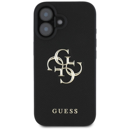 Case IPHONE 16 Guess Grained Big 4G Logo Small Classic Logo black