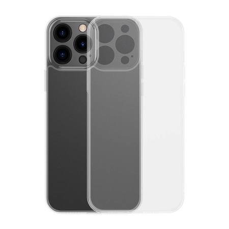 Baseus Frosted Glass Case etui pokrowiec do iPhone 13 Pro Max sztywna obudowa z żelową ramką przezroczysty (ARWS000802)