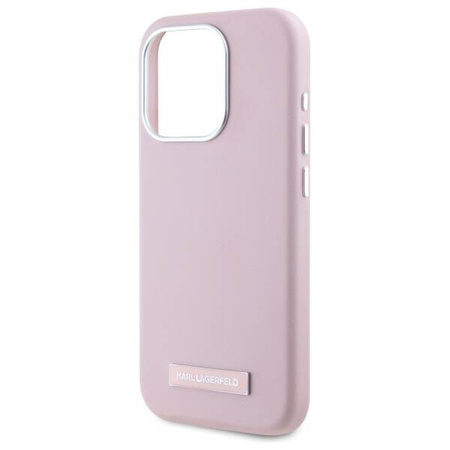 Original Case IPHONE 15 PRO MAX Karl Lagerfeld Hardcase FW Metal Plate MagSafe (KLHMP15XPGMSRPP) pink