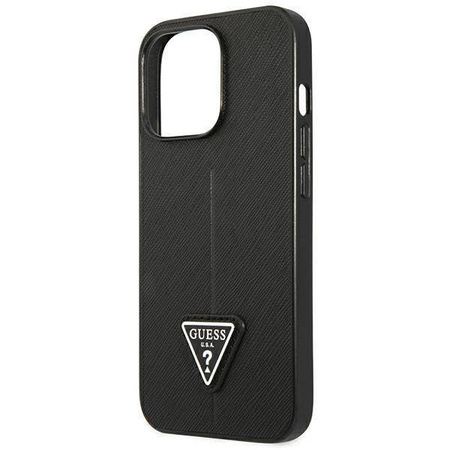 Oryginalne Etui IPHONE 14 PRO Guess Hardcase Saffianotriangle Logo (GUHCP14LPSATLK) czarne