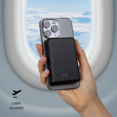 SBS TEBB5000MAG1CK Wireless Power Bank 5000 mAh USB-C, MagSafe Compatible - Black