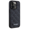 Original Handyhülle IPHONE 15 PRO Karl Lagerfeld Hardcase Leather Monogram Metal Logo MagSafe (KLHMP15LPKHPORPK) schwarz