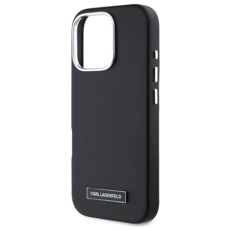 Original Case IPHONE 16 PRO Karl Lagerfeld Hardcase FW Metal Plate MagSafe (KLHMP16LPGMSRPK) black