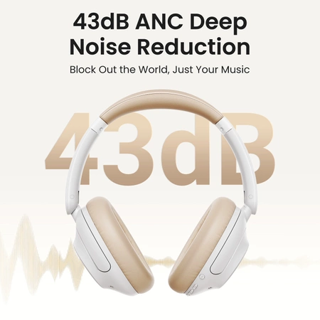 Ugreen HP202 HiTune Max5 on-ear wireless headphones with hybrid ANC noise reduction - white