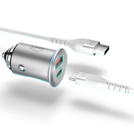 Ładowarka samochodowa 3mk Hyper Car Charger 45W USB-C USB-A - srebrna