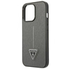 Original Handyhülle IPHONE 13 PRO MAX Guess Hardcase Saffianotriangle Logo (GUHCP13XPSATLG) silber