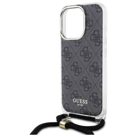 Original Case IPHONE 16 PRO Guess Hardcase Crossbody Cord 4G Print (GUHCP16LHC4SEK) black
