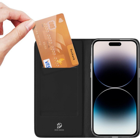 Etui do iPhone 15 Pro pokrowiec z klapką i portfelem Dux Ducis Skin Pro - czarne