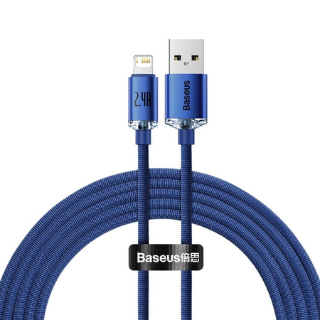 Baseus Crystal Shine Series Fast Charging Data Cable USB to iP 2.4A 2m Blue