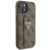 Guess Grip Stand 4G Triangle Strass Hülle für iPhone 15 – braun