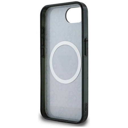 Guess IML Metal Glitter 4G Circle Triangle MagSafe - Etui do iPhone 16e (czarny)