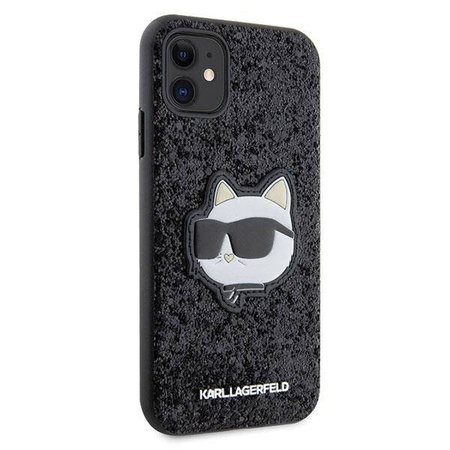 Karl Lagerfeld KLHCN61G2CPK iPhone 11 / Xr 6,1" schwarz/schwarzes Hartschalenetui mit glitzerndem Choupette-Patch