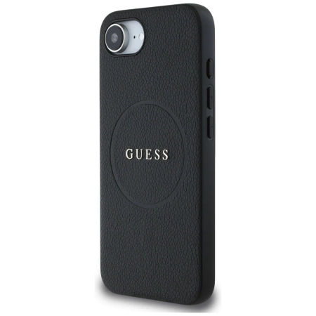 Etui Guess PU Grained Classic Logo z MagSafe na iPhone 16e - czarne