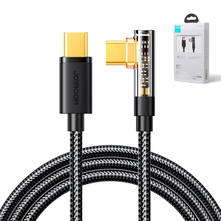 Joyroom USB C cable angled - USB C for fast charging and data transfer 100W 1.2 m black (S-CC100A6)