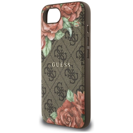 Guess 4G Flowers Print MagSafe Hülle für iPhone 16e - braun