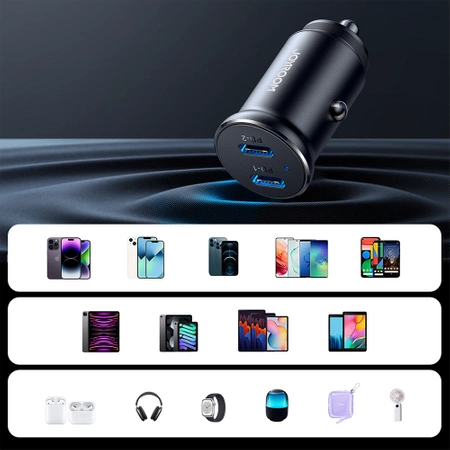 Joyroom JR-CCN06 30W 2x USB-C Mini-Autoladegerät Metall - Schwarz