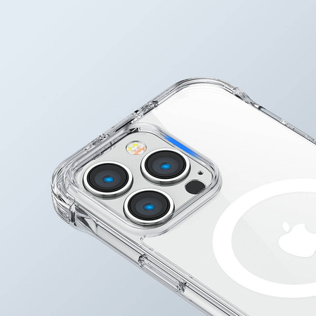 Joyroom Magnetic Defender Magnetic Case for iPhone 14 Pro Armored Case with Hooks Stand Clear (MagSafe Compatible)