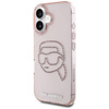 Oryginalne Etui IPHONE 16 Karl Lagerfeld Hardcase IML Rhinestones Karl Head różowe