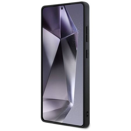 Original Handyhülle SAMSUNG GALAXY S25 ULTRA Guess Leather 4G Flowers Print Metal Classic Logo MagSafe schwarz